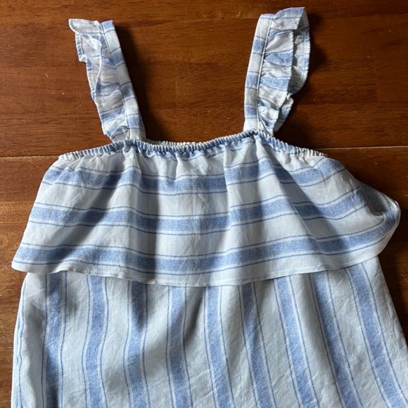 Crave Fame Blue and White Ruffle Tank Top Size Small - Picture 5 of 6